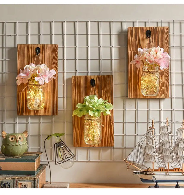 Wandleuchte mit Feenlichtern im Einmachglas - Moderne-Lampen.de